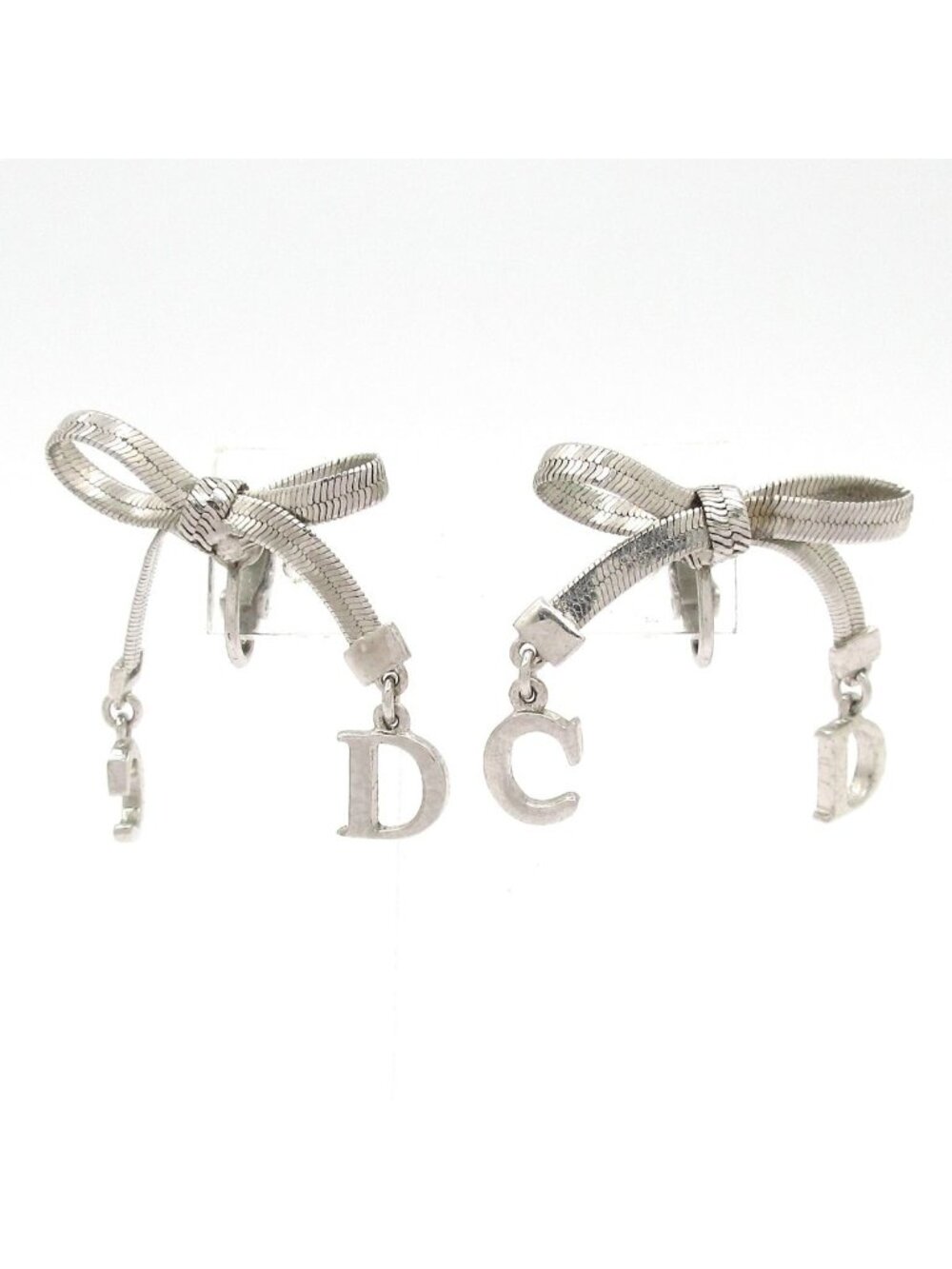 Dior Earrings Silver Ribbon